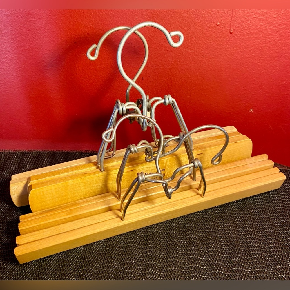 Large Wooden Pants Hangers Vintage Lot Metal Wood